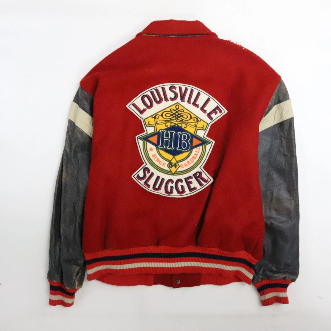 Vintage Louisville Slugger Baseball Leather Wool Varsity Jacket Size Large