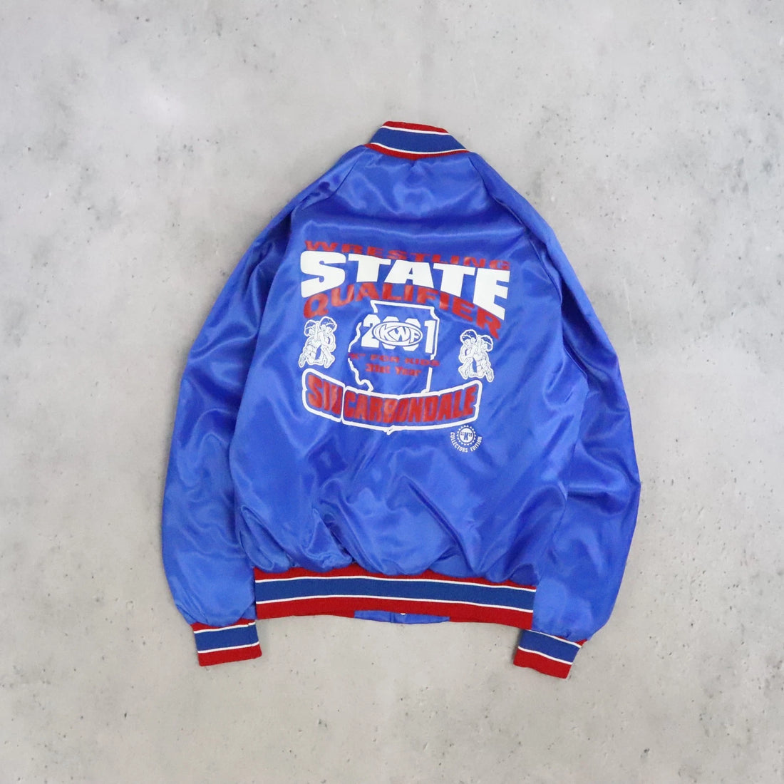 Vintage IKWF Wrestling State Qualifier Satin Bomber Jacket Small