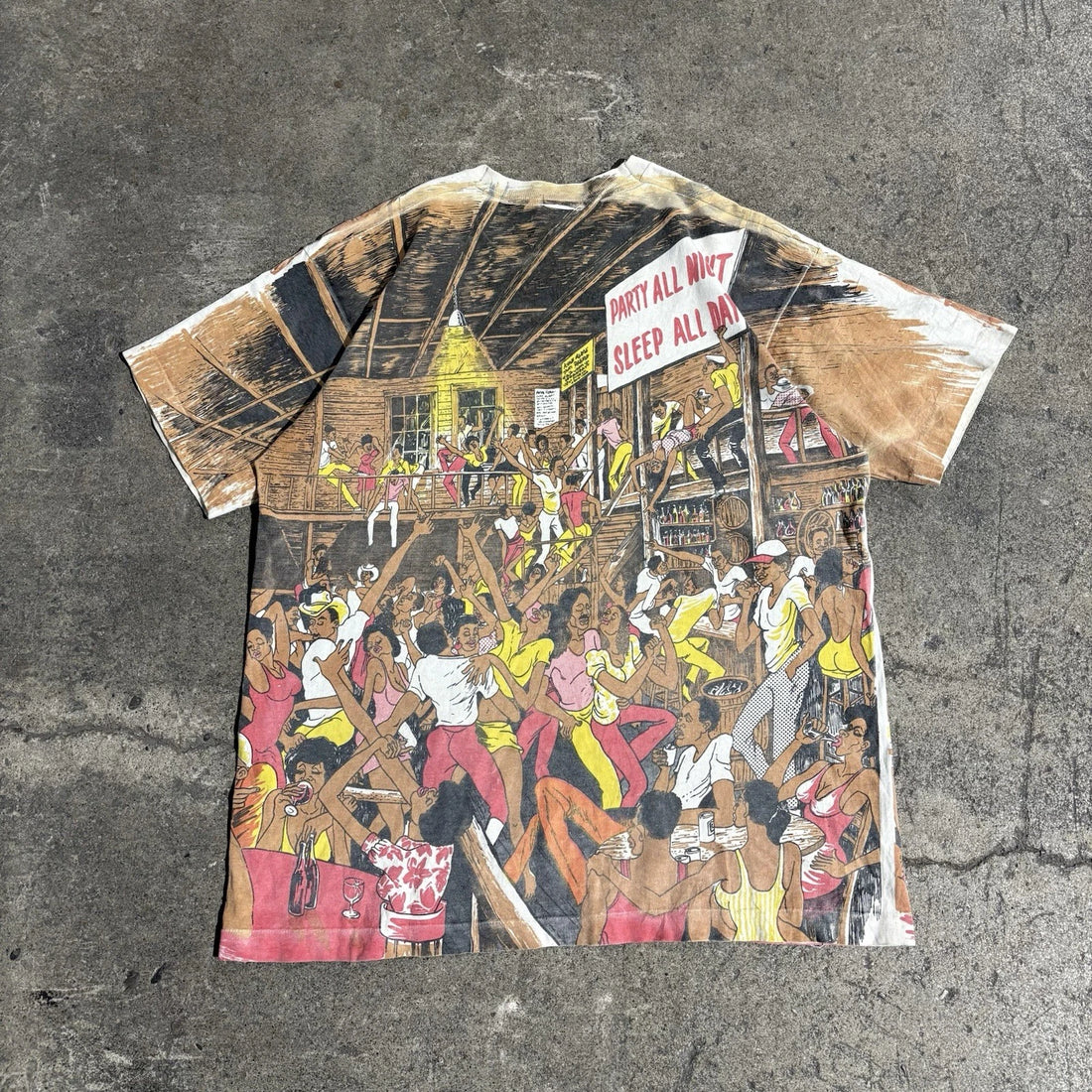Vintage Sugar Shack Party All Night Sleep All Day T-Shirt Size XL 90s