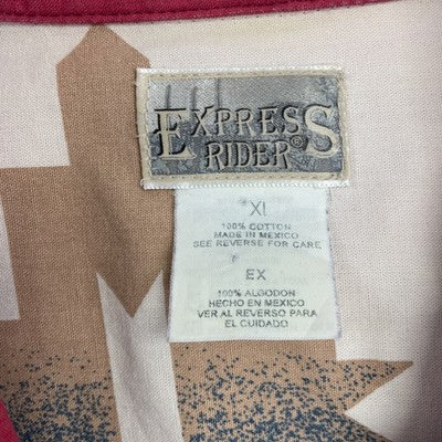 Vintage Express Rider Western Aztec Cowboy Button Up Shirt Size XL