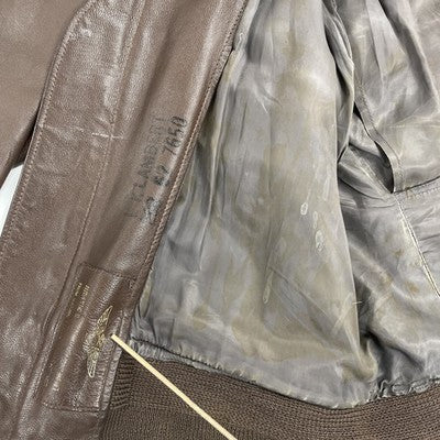 Vintage Willis Geiger US Navy G-1 Flight Leather Bomber Jacket Size 42 Brown