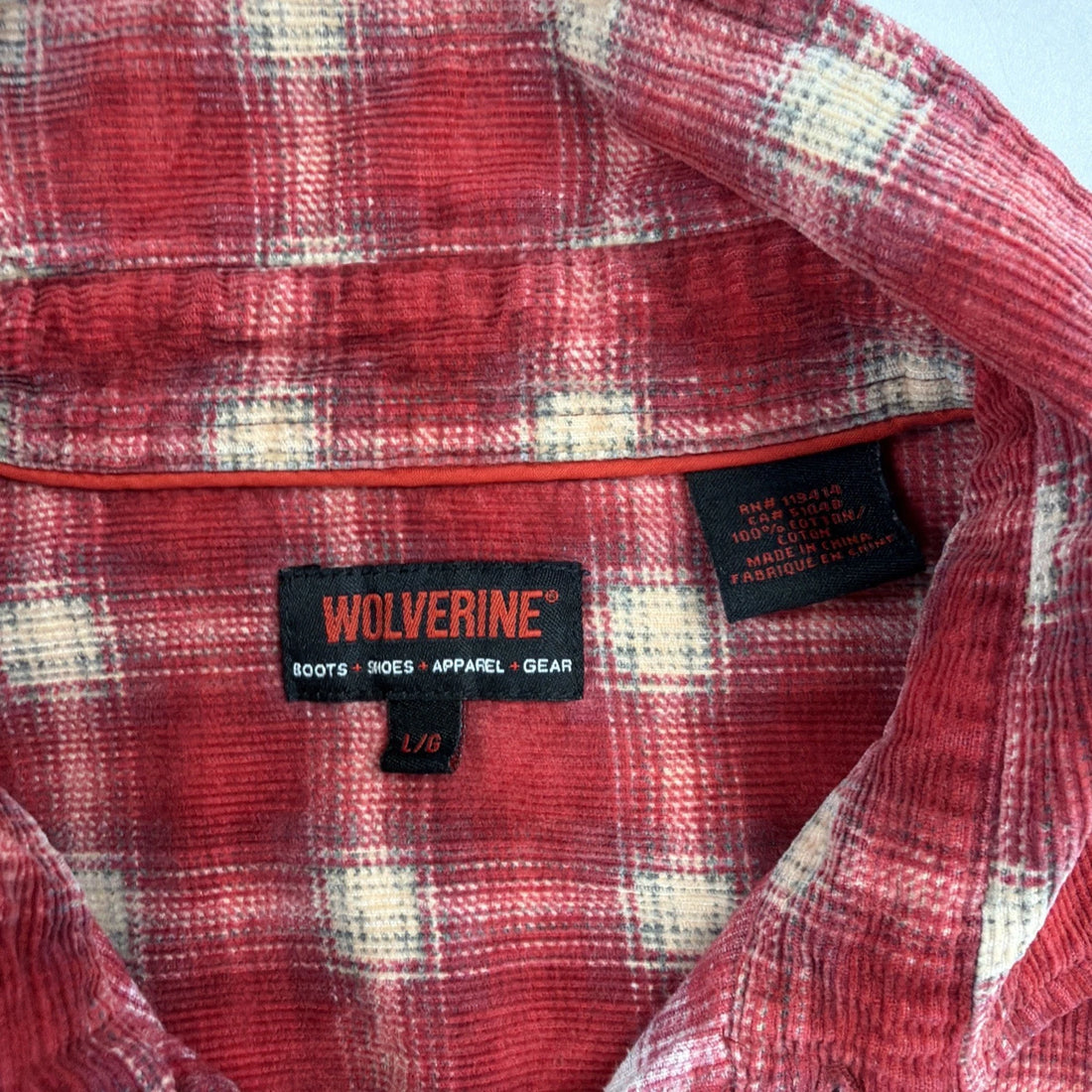 Wolverine Button Up Shirt Size Large Red Plaid