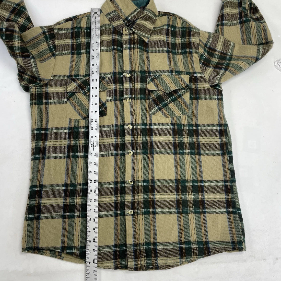 Vintage Sears Perma-Prest Button Up Shirt Size Large Tall Plaid