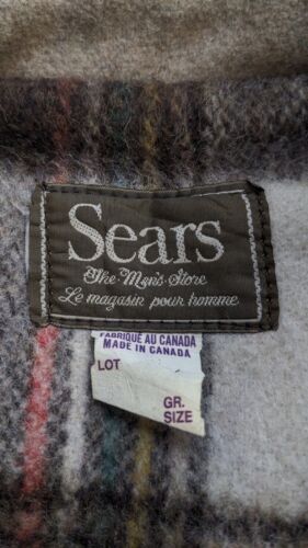 Vintage Sears Duffle Wool Coat Jacket Size Large Taupe