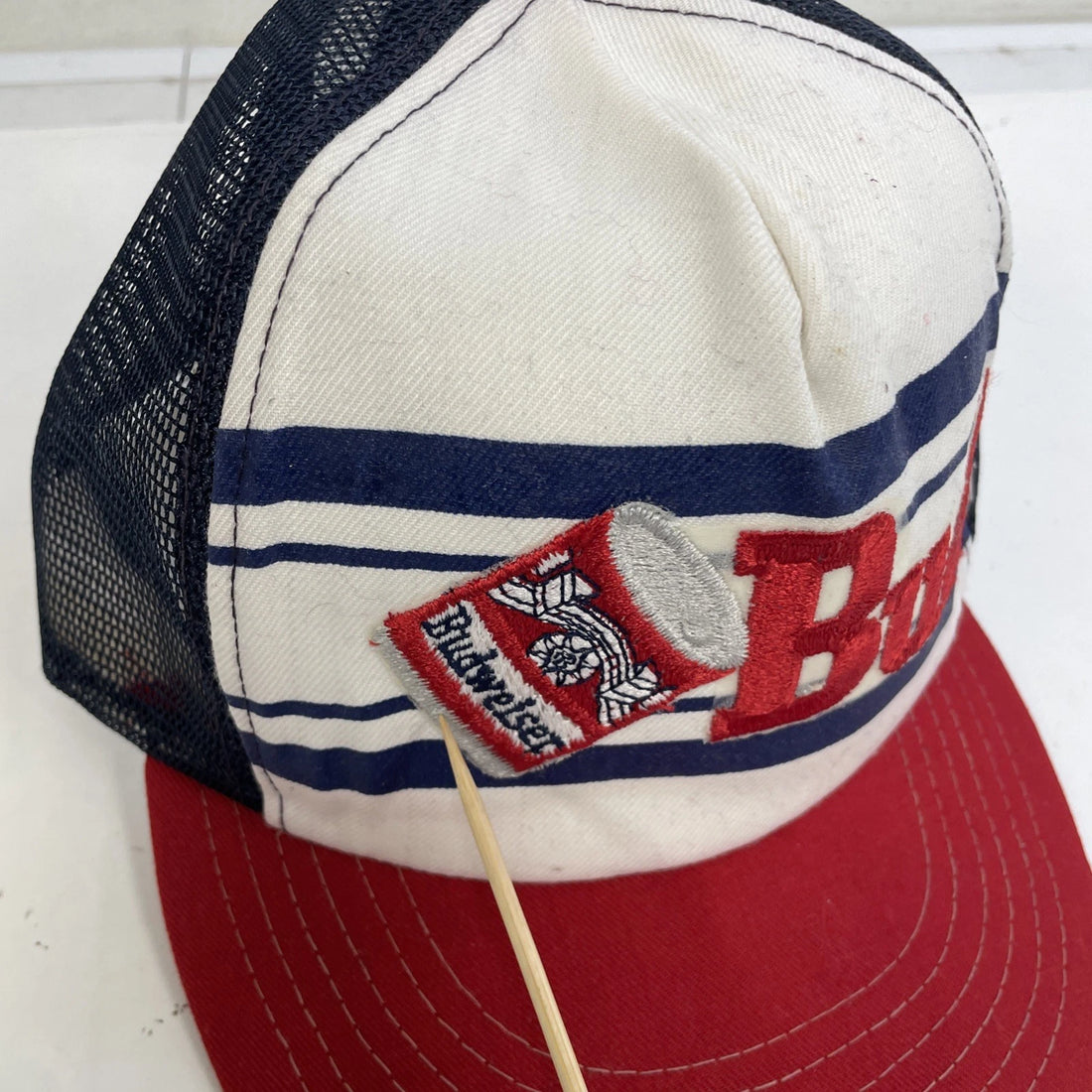 Vintage Budweiser Trucker Snapback Hat Cap Size Large Beer Promo