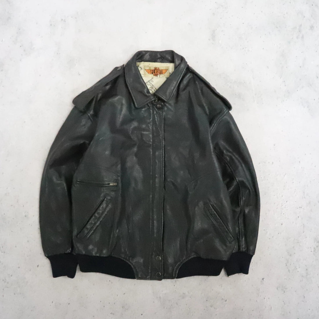Vintage Flight Club Leather Bomber Jacket Size Large