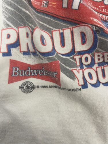 Vintage Bill Elliott Proud To Be Your Bud Budweiser Racing T-Shirt XL 1994 90s