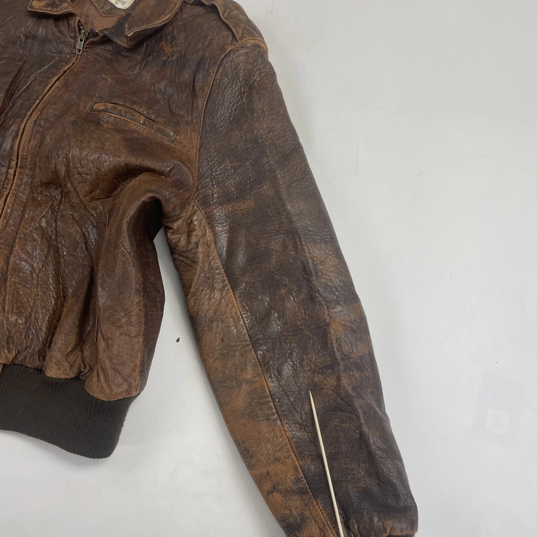 Vintage Adam Spencer Leather Bomber Jacket Size 42 Brown