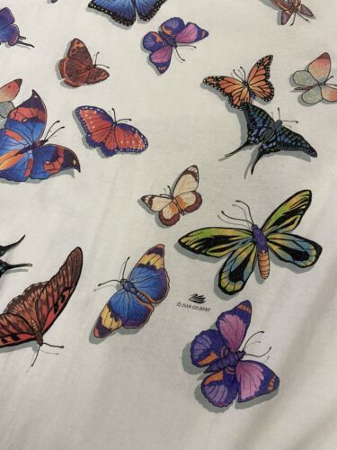 Vintage Butterflies Dan Gilber T-Shirt Size Medium All Over Print Nature