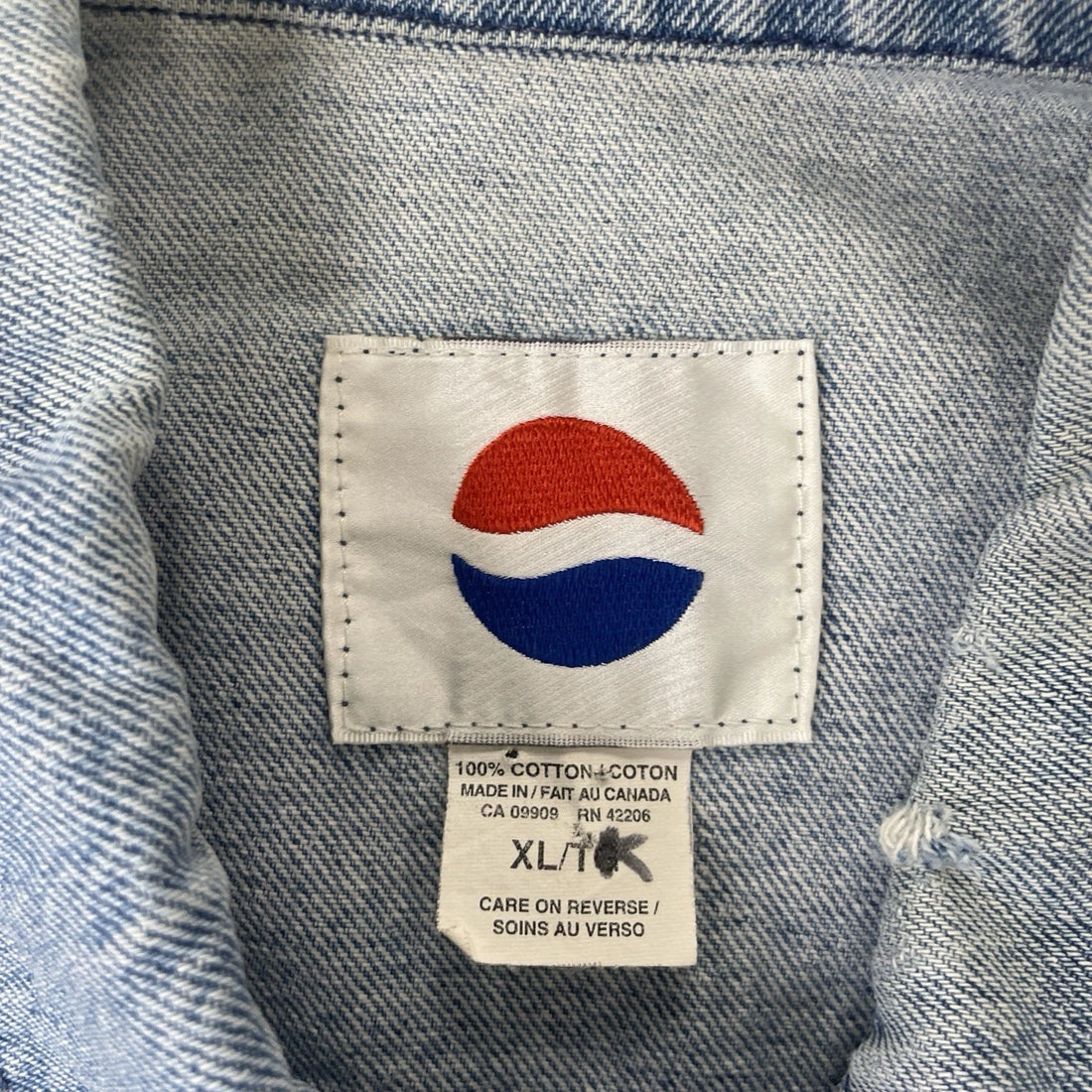 Vintage The Kid Good Times Pepsi Denim Trucker Jacket Size XL