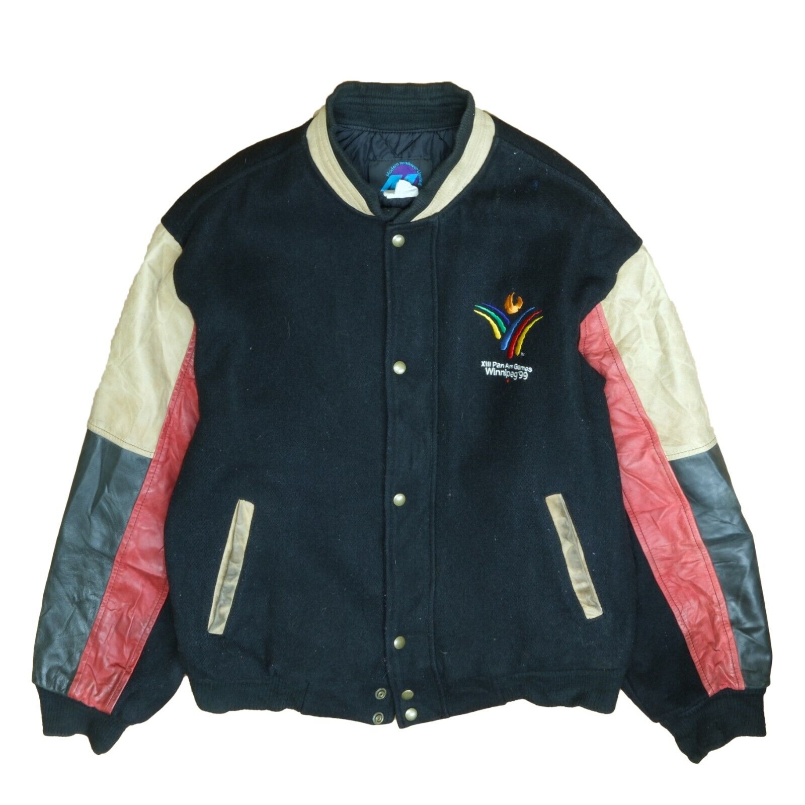 Vintage XIII Pan Am Games Winnipeg Leather Wool Varsity Jacket Large 1999  90s