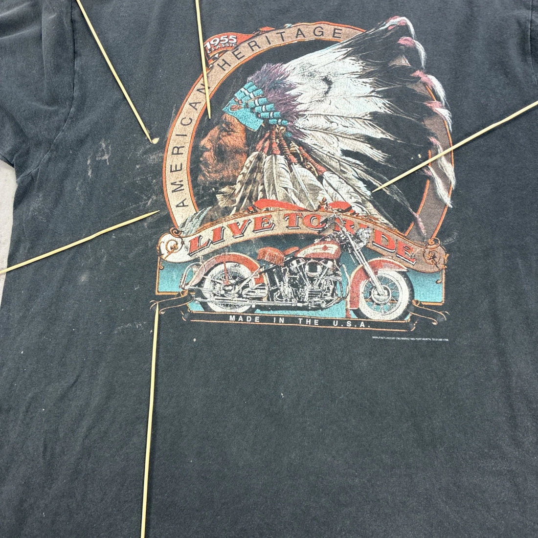 3D Emblem American Heritage Native Chief T-Shirt Size XL Vintage