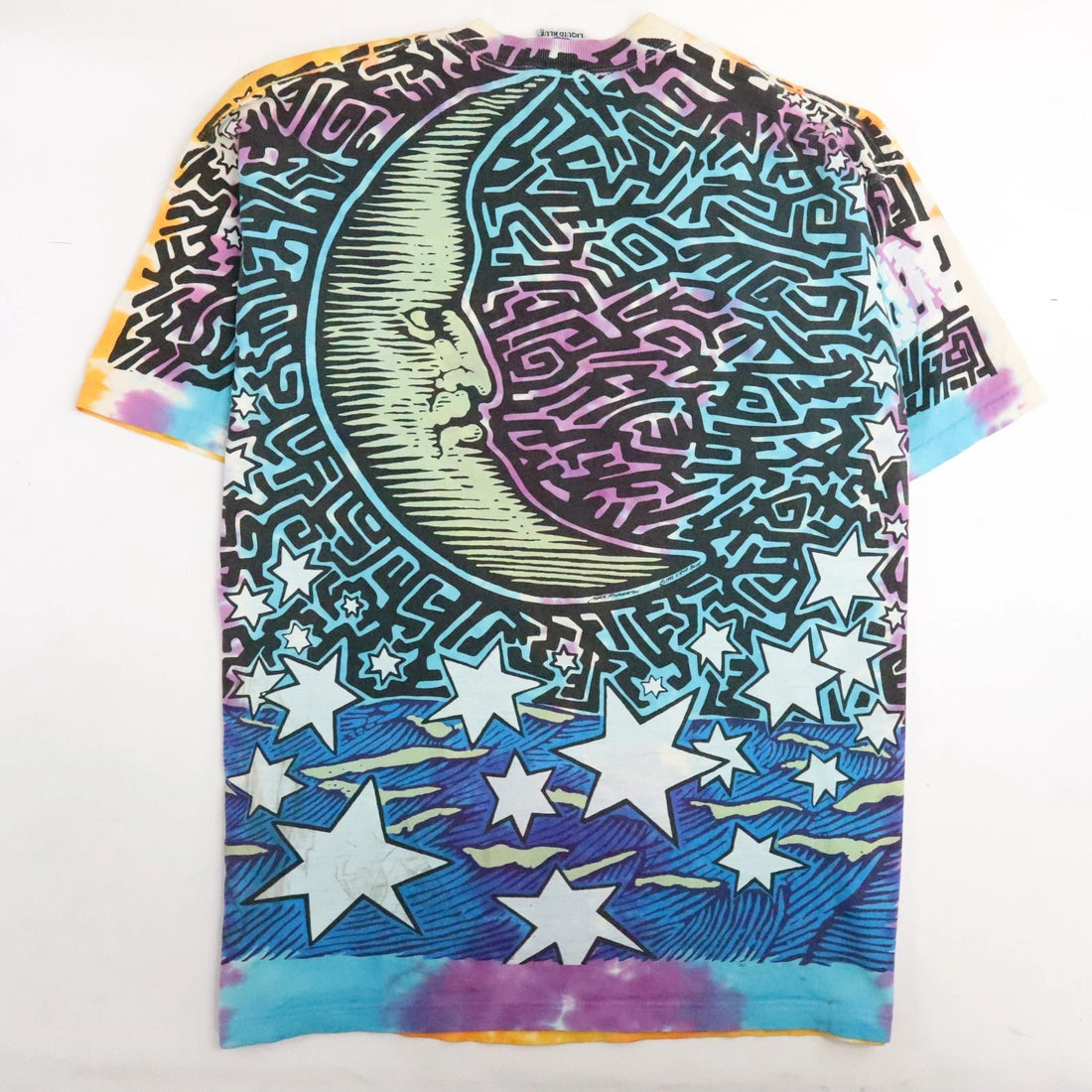 Vintage Sun Moon Tie Dye Liquid Blue T-Shirt Size 2XL Pinkerton