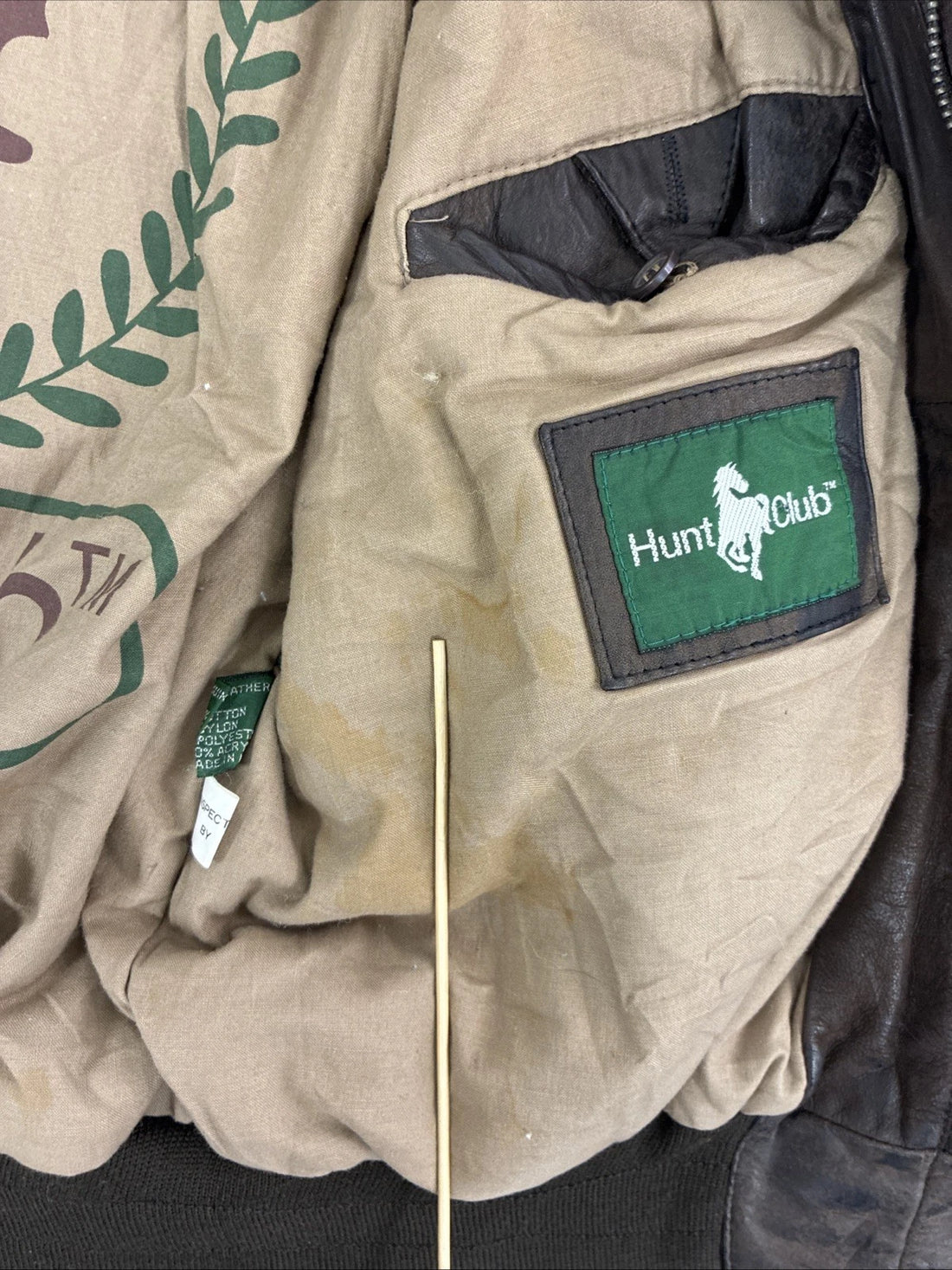 Vintage Hunt Club Leather Bomber Jacket Size 44