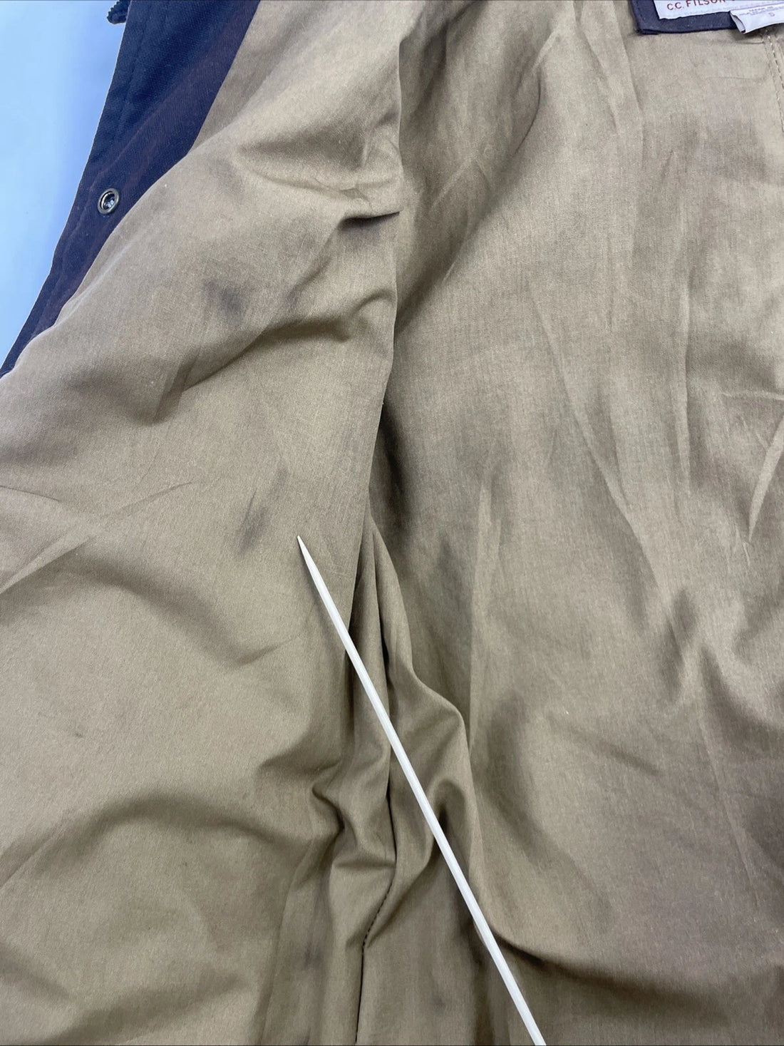 C.C. Filson Waxed Duster Coat Jacket Size Small Mahogany