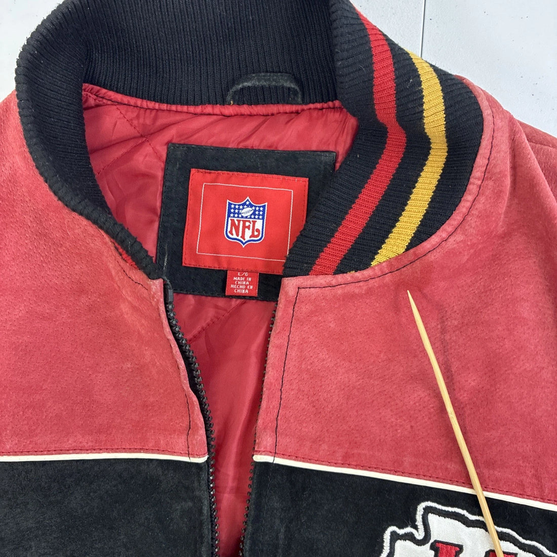 Kansas City Chiefs Leather Suede Varsity Jacket Size Large NFL