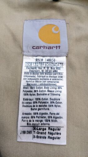 Carhartt Hamilton Work Jacket Size XL J169 DMS