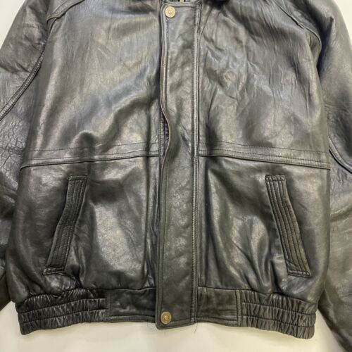 Vintage Esquire Leather Bomber Jacket Size Large Black