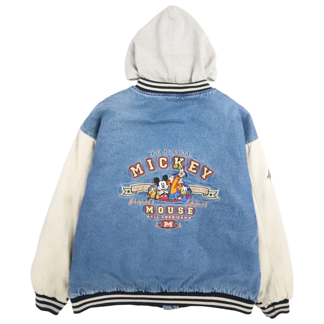 Vintage Mickey Mouse Disney Denim Bomber Jacket Size XL