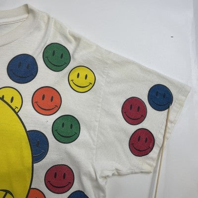 Vintage Smiley Face T-Shirt Size XL All Over Print 90s