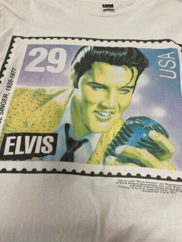 Vintage Elvis Presley Stamp T-Shirt Size XL White Music 1992 90s