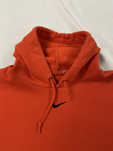 Vintage Nike Middle Swoosh Sweatshirt Hoodie Size XL Orange Embroidered