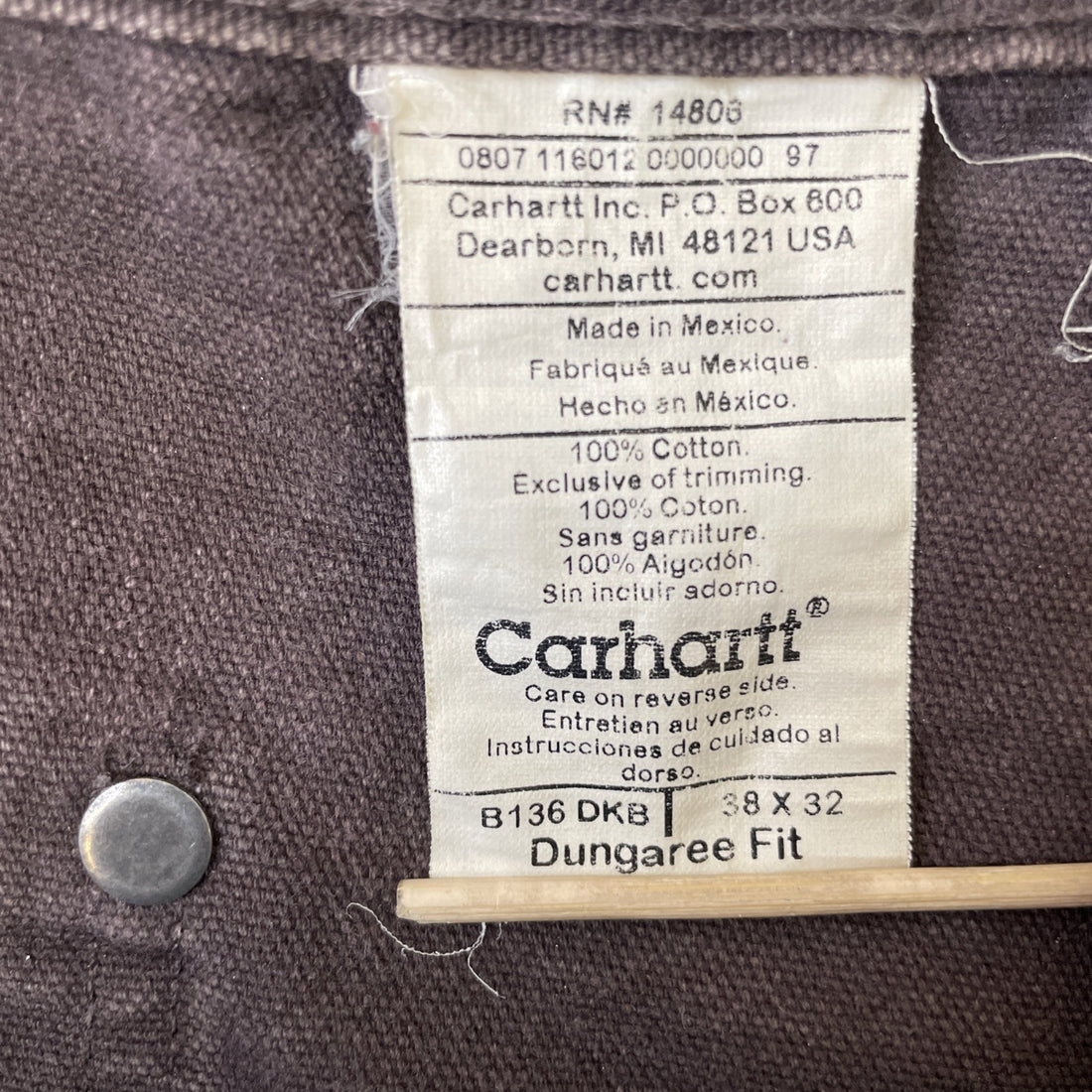 Vintage Carhartt Canvas Carpenter Double Knee Work Pants 38 X 32 B136 DKB