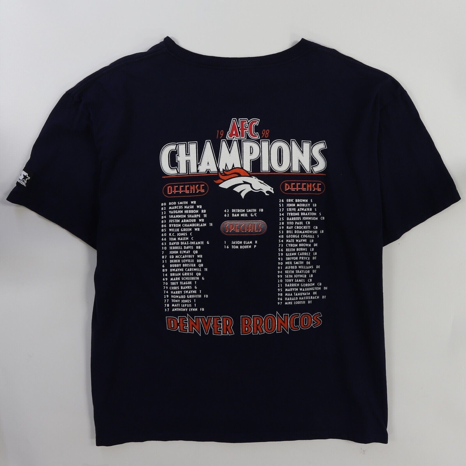 Vintage Denver Broncos Super Bowl XXXIII Starter T Shirt Size XL 1998 Throwback Vault