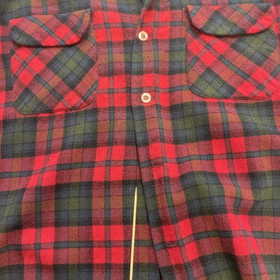 Vintage Pendleton Wool Board Button Up Shirt Size Large Red Plaid