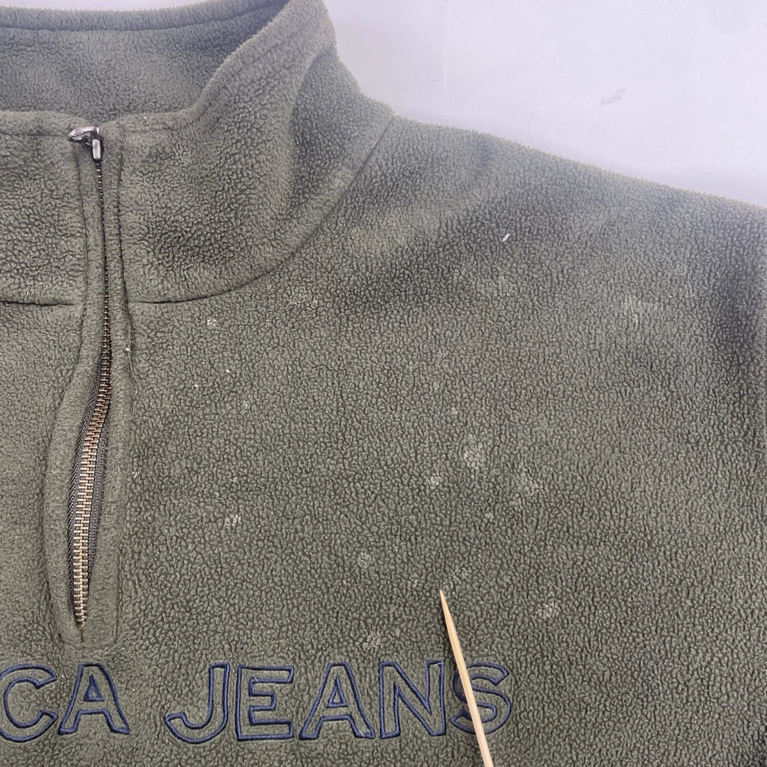 Vintage Nautica Jeans 1/4 Zip Pullover Fleece Jacket Size Large Green