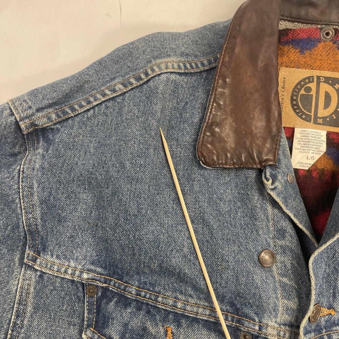 Vintage IBM International Denim Trucker Jacket Size Large Blanket Lined