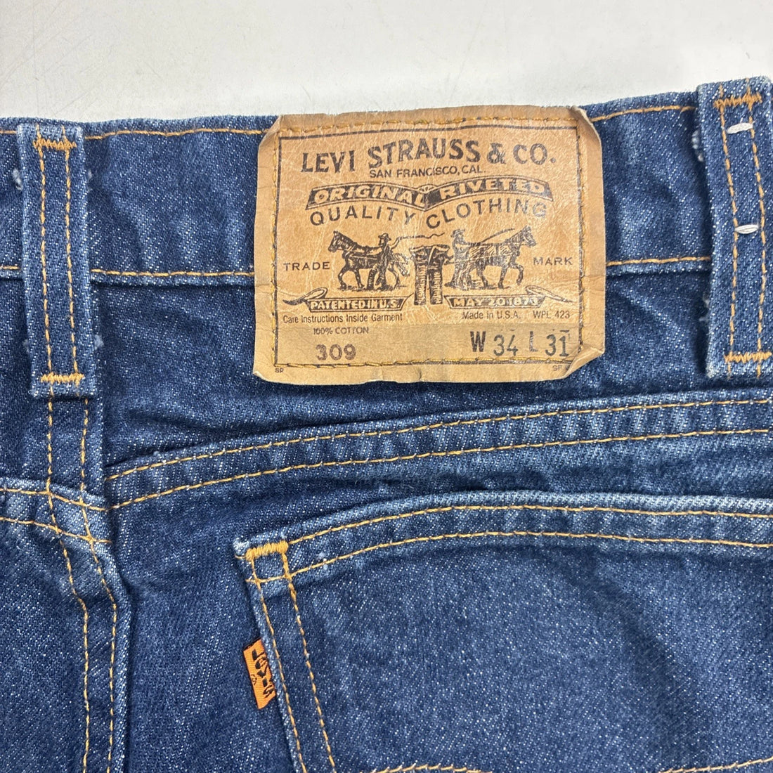 Vintage Levi Strauss & Co 309 Denim Jeans Pants 34 X 31 Orange Tab 40509 0215
