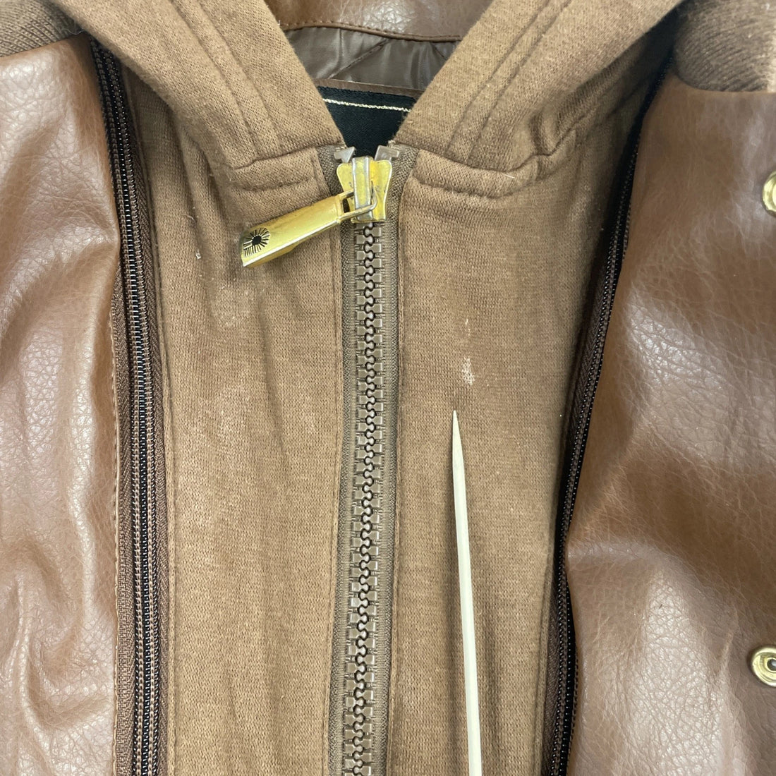 Vintage Akademiks Wool Faux Leather Varsity Jacket Size Large Brown Y2K