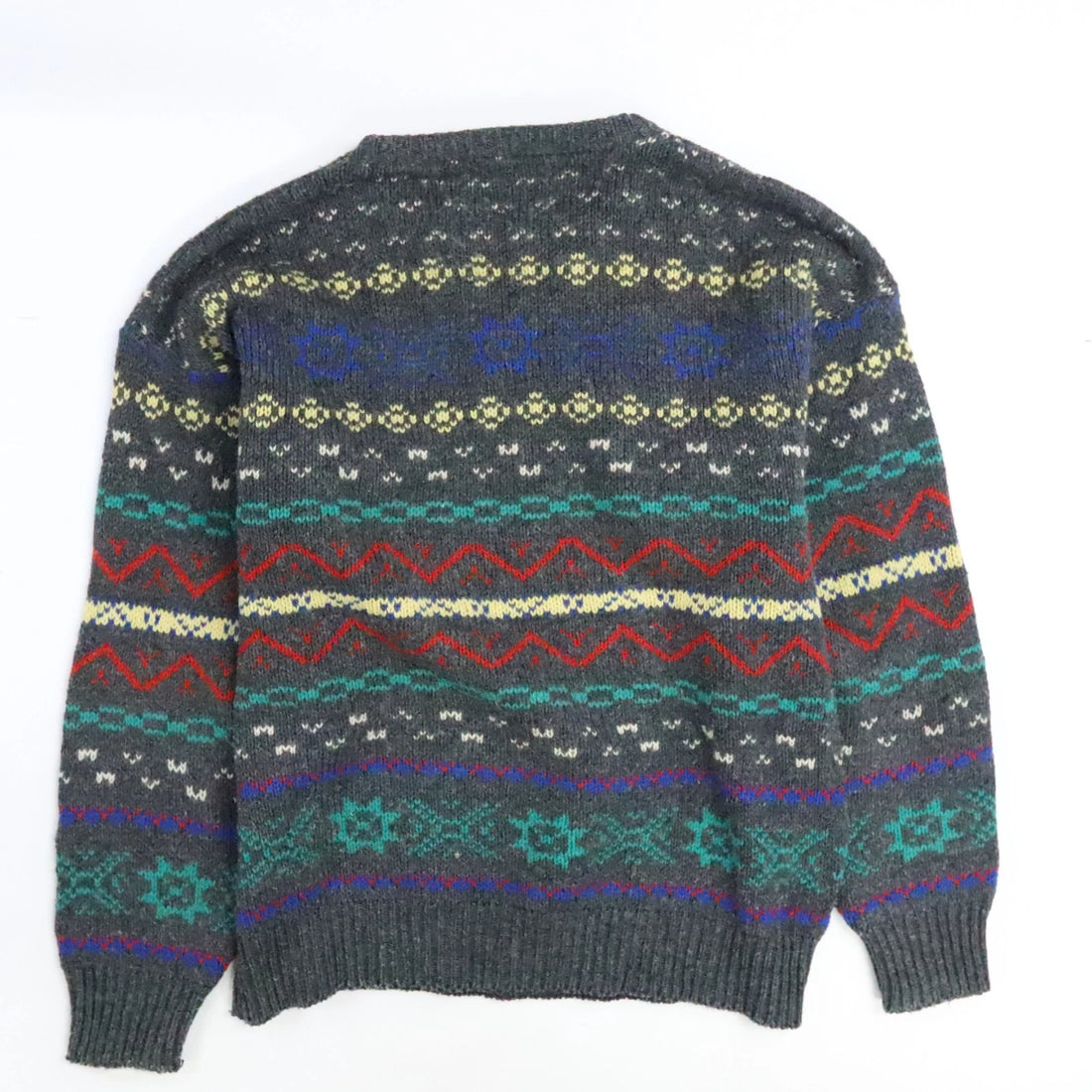 Vintage Fair Isle Wool Knit Crewneck Sweater Size XL