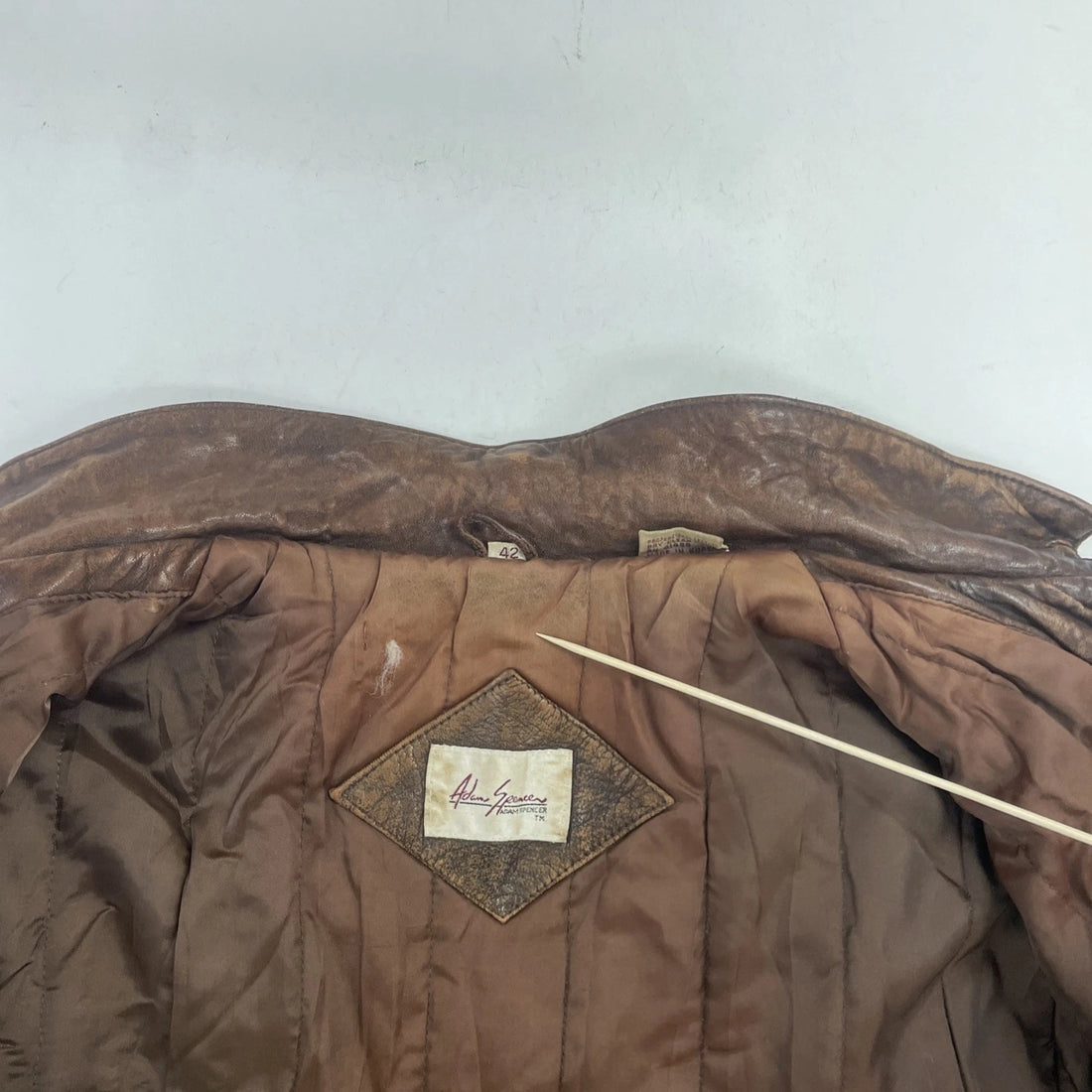 Vintage Adam Spencer Leather Bomber Jacket Size 42 Brown