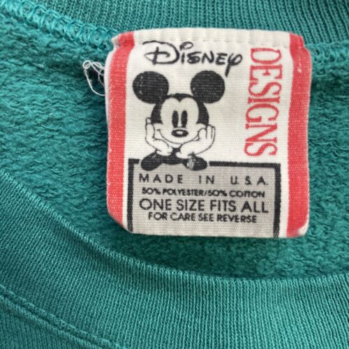 Vintage Mickey Mouse Disney Crewneck Sweatshirt One Size Teal 90s