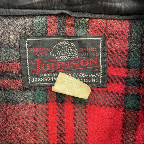 Vintage Johnson Woolen Mills Wool Shirt Jacket Size 16 Red Plaid