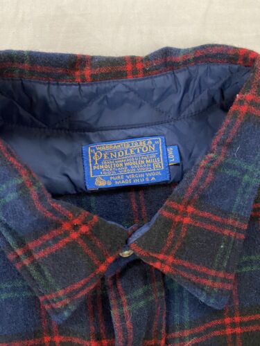 Vintage Pendleton Wool Lodge Button Up Shirt Size XL Plaid Long Sleeve