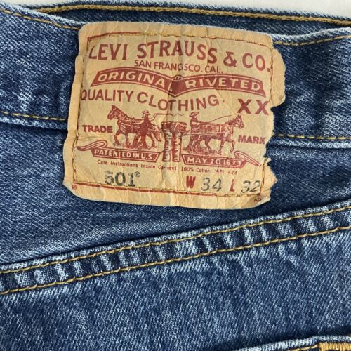 Levi Strauss & Co 501 Denim Jeans Pants Size 34 X 32 Blue Button Fly