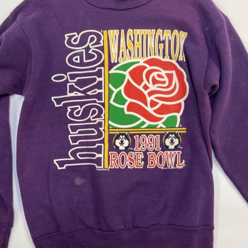 Vintage Washington Huskies Rose Bowl Crewneck Sweatshirt Large 1991 90s NCAA