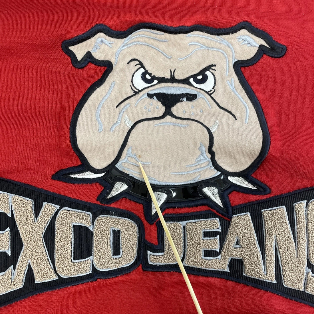 Vintage Exco Jeans Bull Dog Sweatshirt Hoodie Size XL Red Y2K