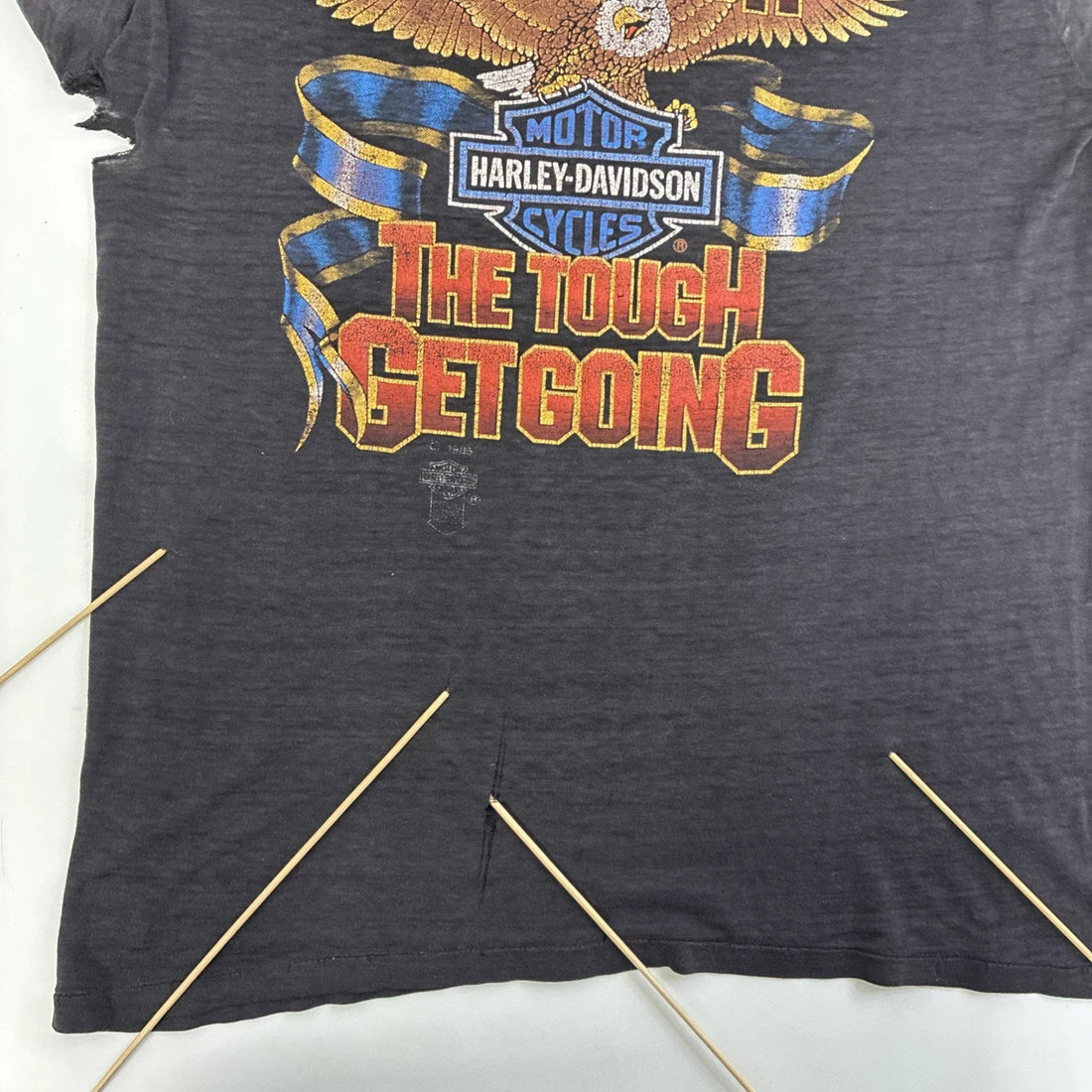 Vintage Harley Davidson 3D Emblem When The Going Gets Rough T-Shirt Large 1985