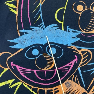 Vintage Sesame Street Bert And Ernie Neon T-Shirt Size XL Black 2008 Y2K