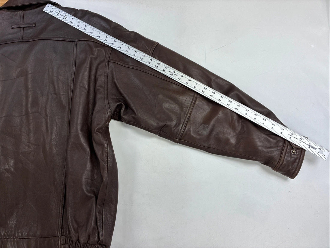 Croft & Barrow Leather Bomber Jacket Size Large Tall Brown