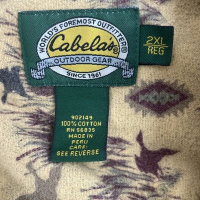 Vintage Cabela's Pheasant Button Up Shirt Size 2XL All Over Print