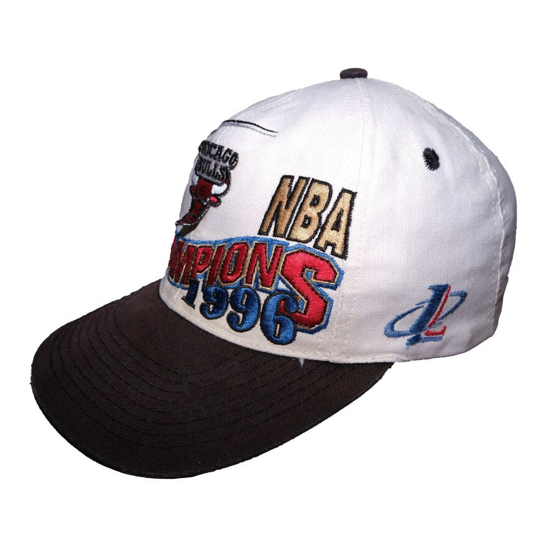 Vintage Chicago Bulls 1996 Champions Logo Athletic Snapback Hat OSFA 90s NBA