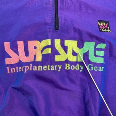 Vintage Surf Style Pullover Windbreaker Light Jacket One Size Iridescent