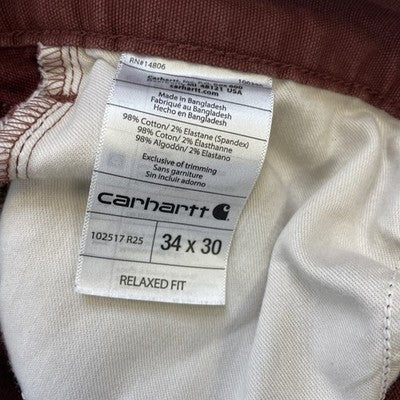 Carhartt Carpenter Work Pants Size 34 X 30 Burgundy