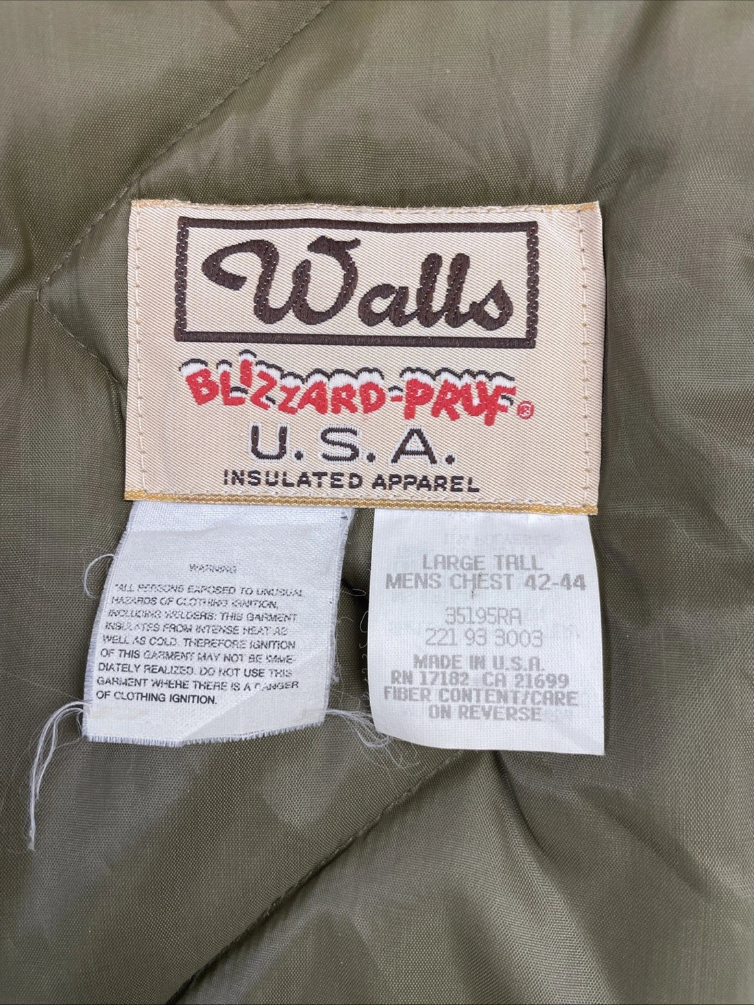 Vintage Walls Blizzard-Pruf Realtree Camo Hunting Jacket Size Large Tall