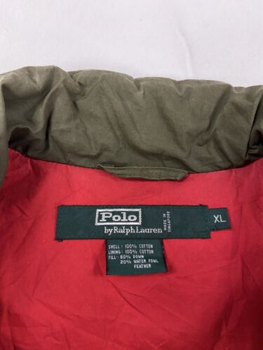 Vintage Polo Ralph Lauren Bomber Jacket Size XL Green Quilt Lined Insulated 90s